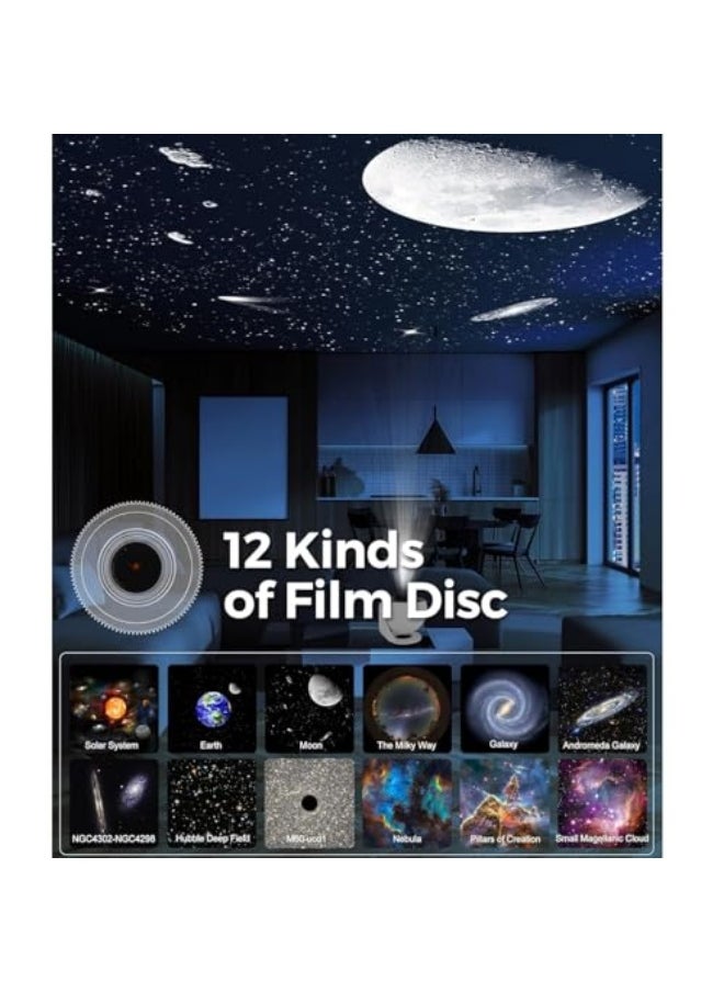 CCOVERY Projector lamp,Star Projector,Planetarium Galaxy Projector,Star Projector for Bedroom,360° Rotating Nebula Projector Lamp, Timed Starry Night Light Projector for Kids,12 Galaxy Discs (Black)