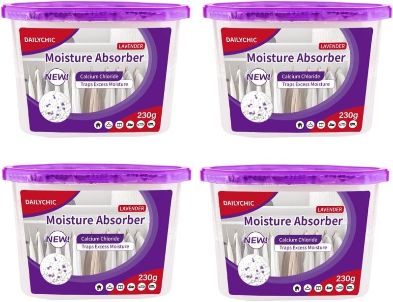 DAILYCHIC Moisture Absorbers With Lavender Scent,500ML*4-Pack Portable Closet Dehumidifier, Odor Eliminator Absorber Bucket,Humidity Absorber,Cleaner Air Dehumidifier for Closet,Bathrooms, Kitchen - Image 1