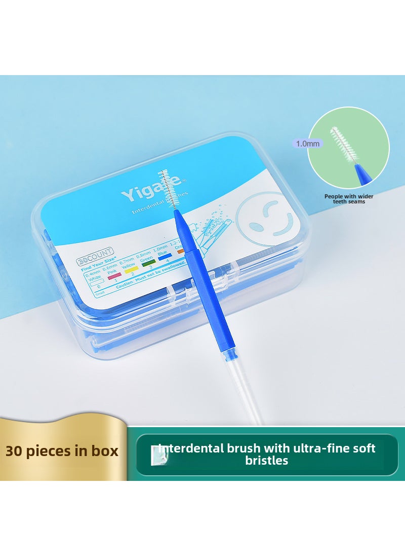 Generic Orthodontic I-Shape Dental Floss Brushes 30-Pack for Kids  Adults 1.0-1.2mm blue 