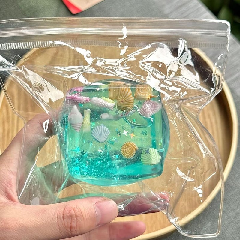 OSFRIAGE Ice Cubes Marine Shells Squishies Toy,Soft Slow Rise Squishy Stress Relief Toy, TPR Ice Cube Soft Stress Relief Toy for Adults Anxiety Relief, Party Favors, Table Decoration(1PCS) - Image 4