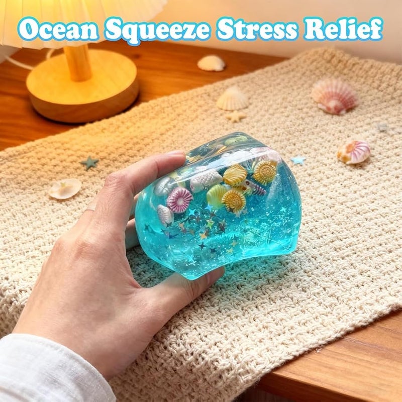 OSFRIAGE Ice Cubes Marine Shells Squishies Toy,Soft Slow Rise Squishy Stress Relief Toy, TPR Ice Cube Soft Stress Relief Toy for Adults Anxiety Relief, Party Favors, Table Decoration(1PCS) - Image 5