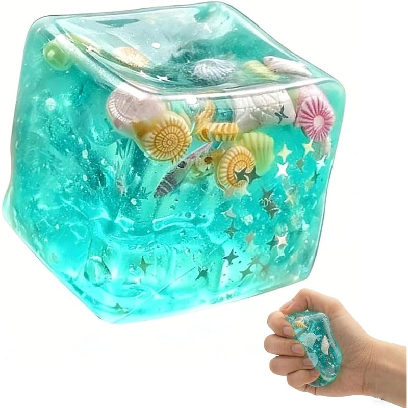 OSFRIAGE Ice Cubes Marine Shells Squishies Toy,Soft Slow Rise Squishy Stress Relief Toy, TPR Ice Cube Soft Stress Relief Toy for Adults Anxiety Relief, Party Favors, Table Decoration(1PCS) - Image 1