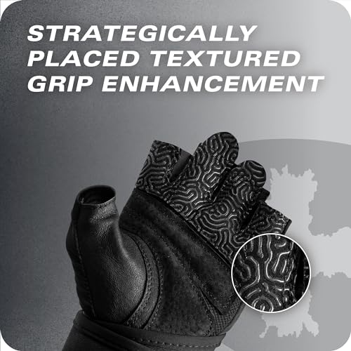Harbinger Pro Wristwrap Gloves 3.0 - Enhanced Grip, Superior Wrist Support, Breathable 4-Way Stretch Lycra, Durable Leather Palm, Half-Finger Design for Weightlifting, Gym, Black, Medium - Men's - Image 5