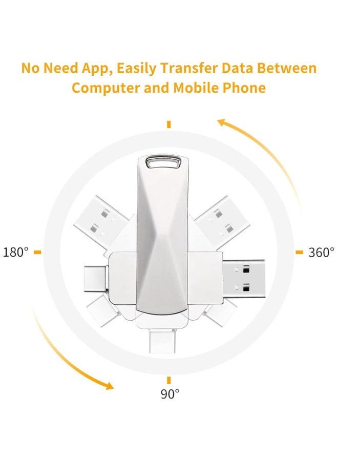 USB Flash Drive, 2TB USB 3.0 Memory Stick Thumb Drive USB C Drive with Type C for Smartphones/MacBook/PC/Tablets for Photos/Videos/Documents (Silver) - Image 3