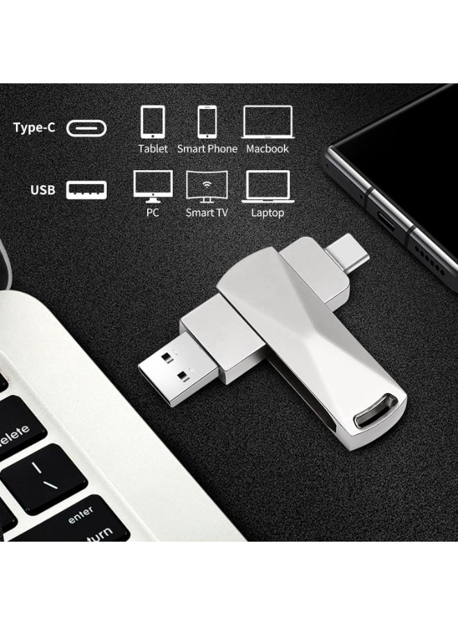 USB Flash Drive, 2TB USB 3.0 Memory Stick Thumb Drive USB C Drive with Type C for Smartphones/MacBook/PC/Tablets for Photos/Videos/Documents (Silver) - Image 5