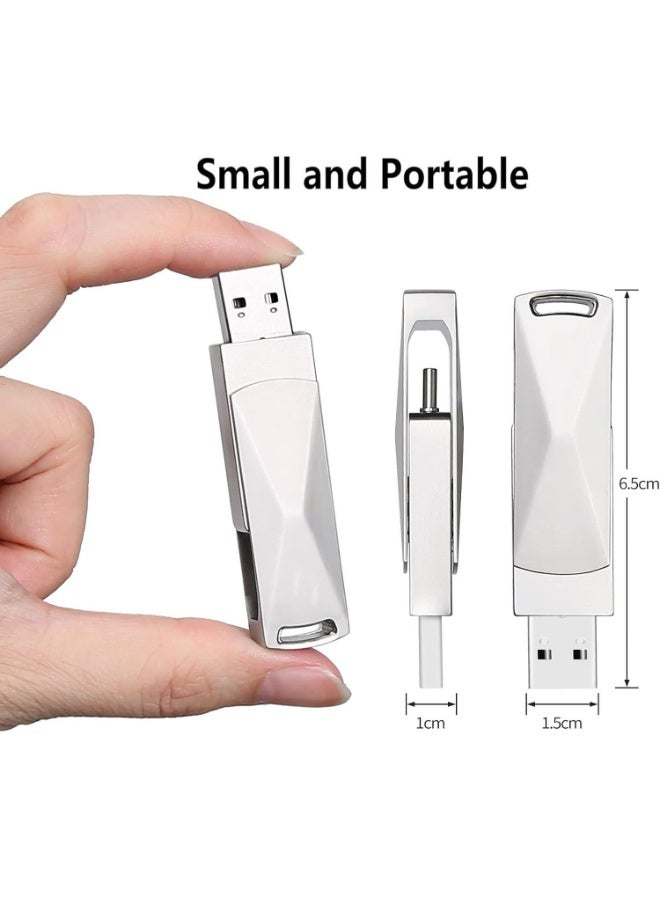 USB Flash Drive, 2TB USB 3.0 Memory Stick Thumb Drive USB C Drive with Type C for Smartphones/MacBook/PC/Tablets for Photos/Videos/Documents (Silver) - Image 4