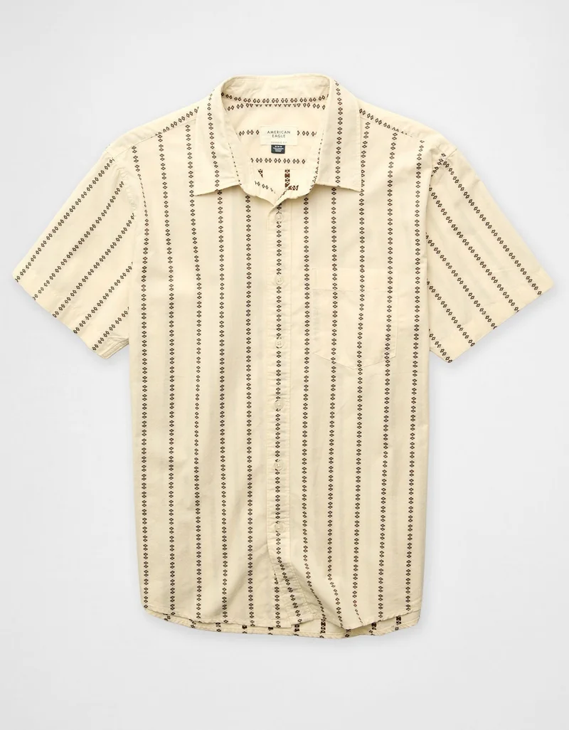 American Eagle  AE Short-Sleeve Button-Up Shirt for Men | Best Price UAE