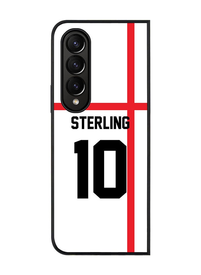 Stylizedd Rugged Black edge case for Samsung Galaxy Z Fold4 Slim fit Soft Case Flexible Rubber Edges Anti Drop TPU Gel Thin Cover - Football Team - England Player Name - Sterling - Image 1