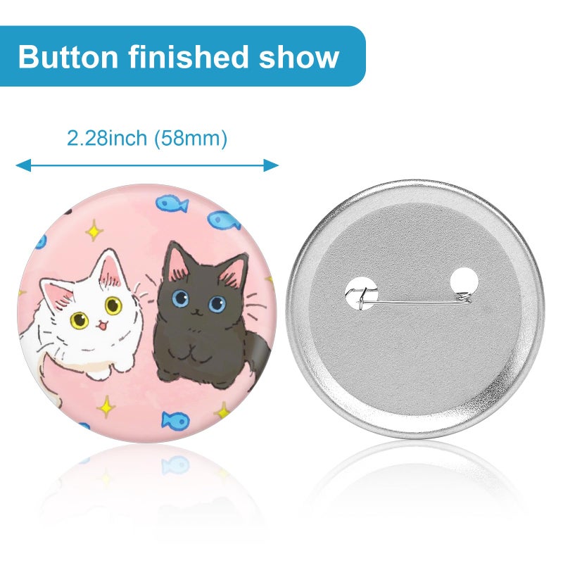 KUNTAERY 200 Set 2.28 Inch Button Maker Supplies, 58mm Approx. 2.25 in Metal Blank Button Badge Parts with Blank Paper& Clear Film for Button Maker Machine, Pin Maker, and Badge Press - Image 4