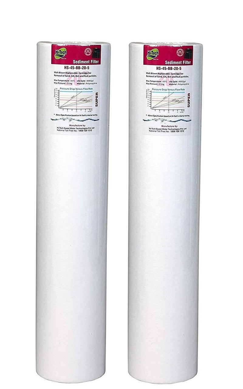 Hi-Tech Sediment Filter for Industrial RO 20 Inch 4dia 5 Micron Replacement Cartridge - Pack of 2