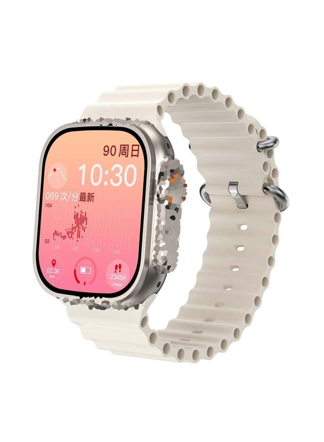 2024 Huaqiang North Smart Island Sports Neutral WATCH9 Smart Watch T900 Wireless Charging-Colour:Ultra Version 2.01inch White
