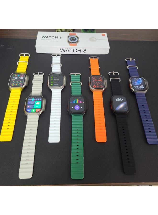 2024 Huaqiang North Smart Island Sports Neutral WATCH9 Smart Watch T900 Wireless Charging-Colour:Ultra Version 2.01inch White