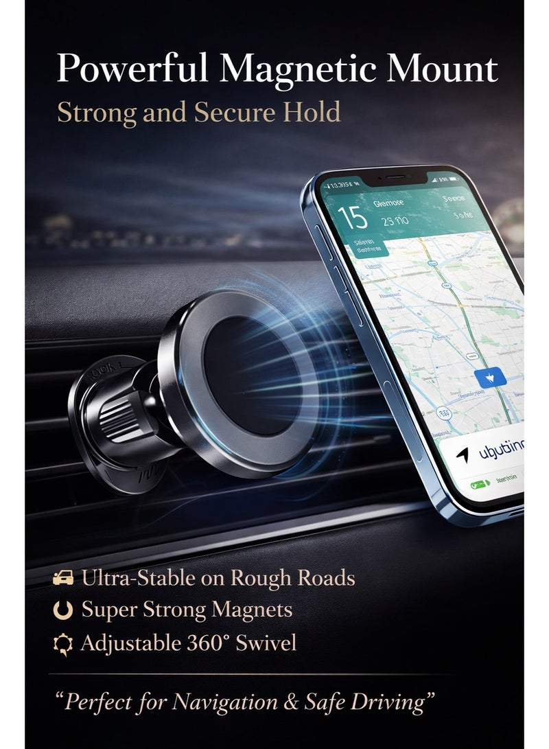 Reebux Magnetic Car Phone Holder, Compatible With Magsafe Car Mount Mobile Holder For Car Air Vent Car Phone Mount Directly Use With iPhone Series, Galaxy Series, Xiaomi, HONOR - Image 2
