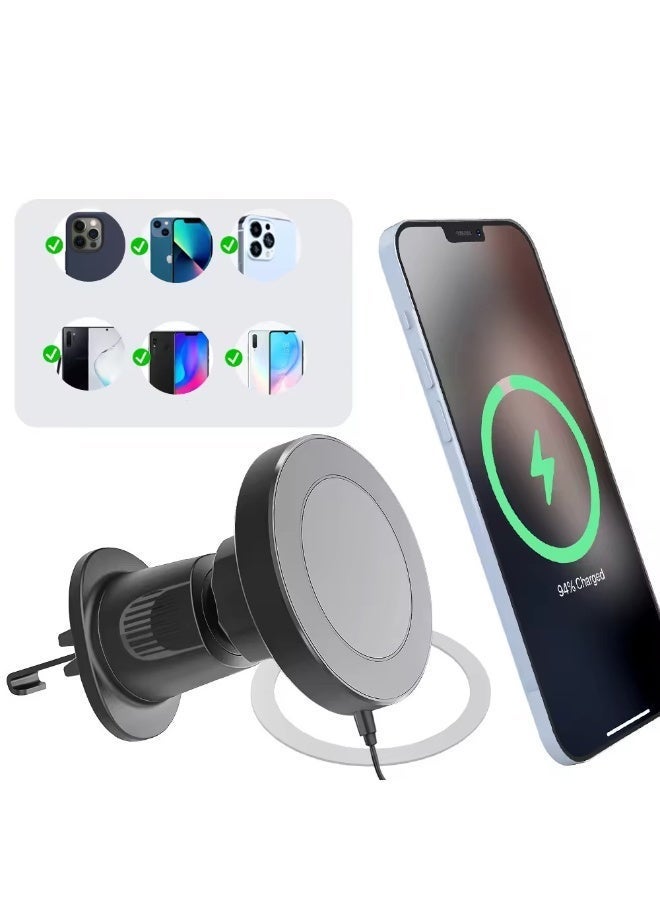 Reebux Magnetic Car Phone Holder, Compatible With Magsafe Car Mount Mobile Holder For Car Air Vent Car Phone Mount Directly Use With iPhone Series, Galaxy Series, Xiaomi, HONOR - Image 4