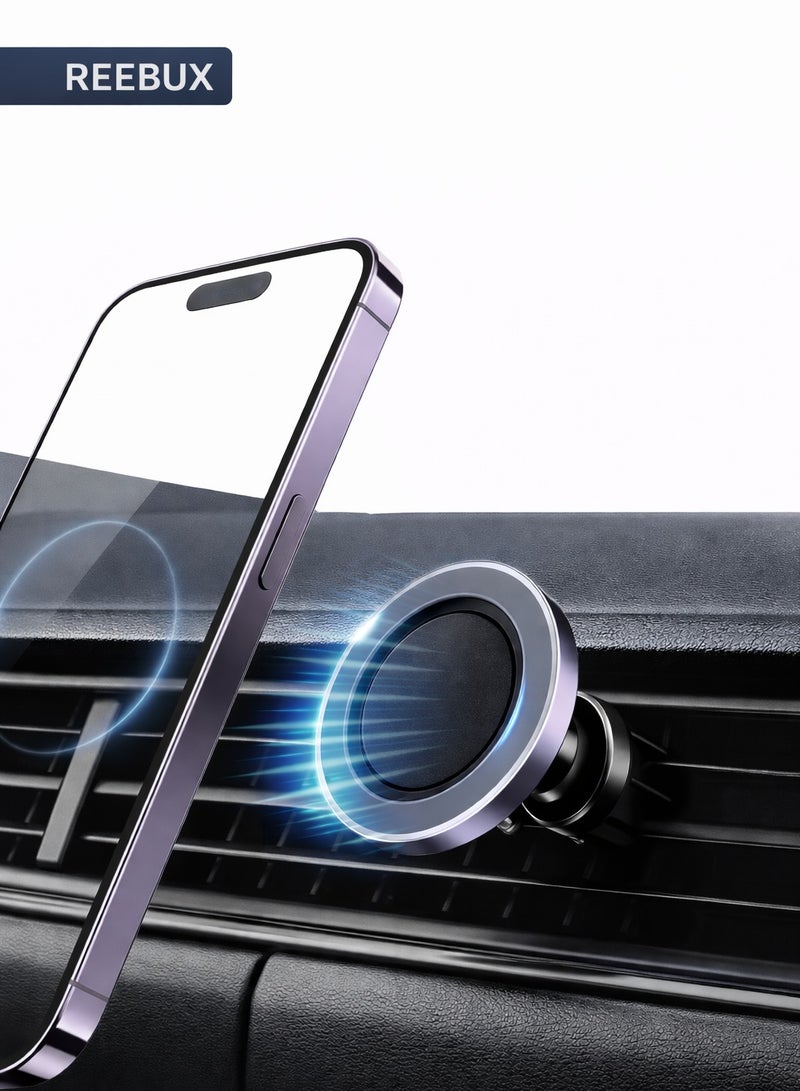 Reebux Magnetic Car Phone Holder, Compatible With Magsafe Car Mount Mobile Holder For Car Air Vent Car Phone Mount Directly Use With iPhone Series, Galaxy Series, Xiaomi, HONOR - Image 1