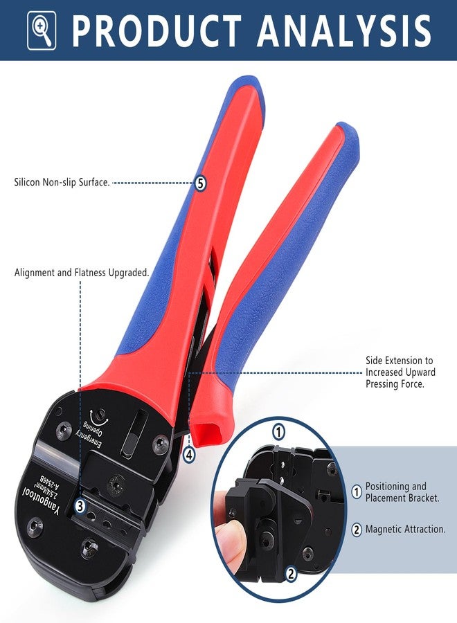 Yangoutool Solar Crimping Tool YG-2546B for AWG 14-10(2.5/4/6.0mm2) PV Connectors - Solar Panel wiring Crimper with Positioning Placement Bracket - Image 2