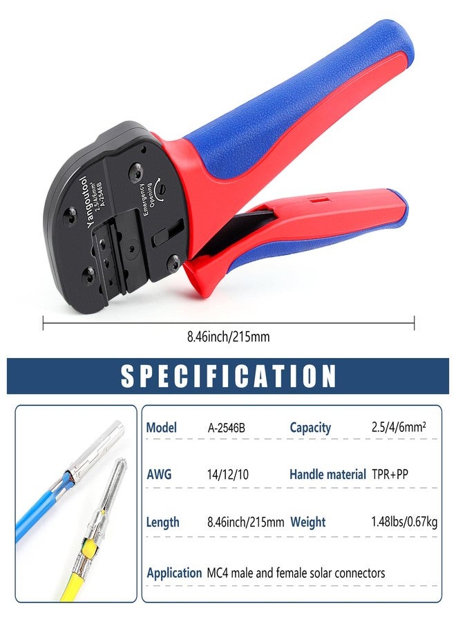 Yangoutool Solar Crimping Tool YG-2546B for AWG 14-10(2.5/4/6.0mm2) PV Connectors - Solar Panel wiring Crimper with Positioning Placement Bracket - Image 3