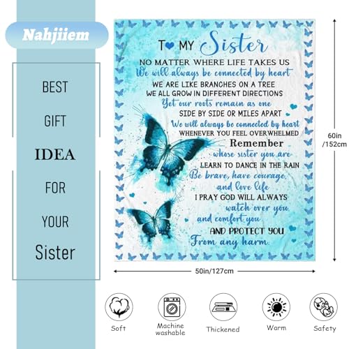 Nahjiiem Sister Gifts Blanket to Sisters Birthday Gift from Sisters Best Sister Ever Graduation Mothers Day Ideas Throw Blanket 50 60in - Image 3