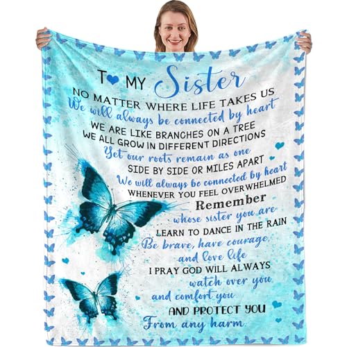 Nahjiiem Sister Gifts Blanket to Sisters Birthday Gift from Sisters Best Sister Ever Graduation Mothers Day Ideas Throw Blanket 50 60in - Image 1
