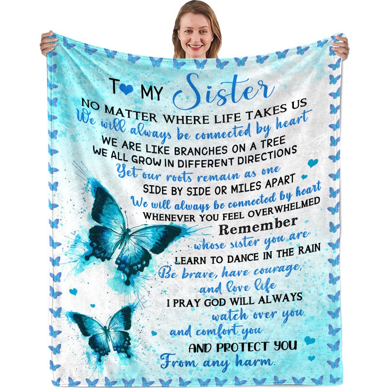 Nahjiiem Sister Gifts Blanket to Sisters Birthday Gift from Sisters Best Sister Ever Graduation Mothers Day Ideas Throw Blanket 50 60in - Image 2