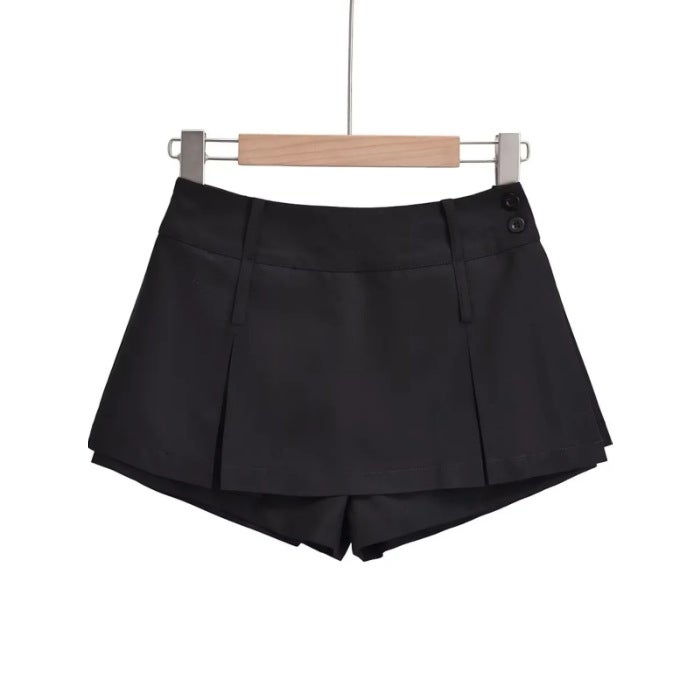 Cross-border American Retro Front and Back Wearing Pleated Skirt Academic Style Anti-glare Underpants Small Fresh Short Skirt Spice Girl Culottes Q843 black skirt
