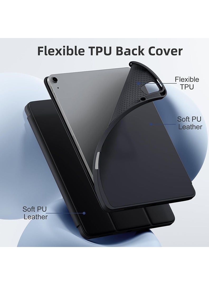 Theodor New iPad Air 13 Inch Case M2 2024 with Pencil Holder, Smart iPad Case [Support Pencil Pro and Pencil(USB-C)], Support Touch ID and Auto Wake/Sleep Black - Image 4