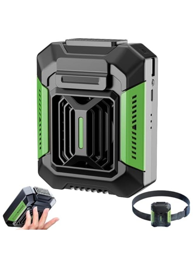 نيبمينينت مكيف هواء محمول من تي ال بي إن بي، مروحة شخصية قابلة للارتداء على الرقبة، مروحة حزام قابلة للتعليق على الخصر لمبردات الهواء المحمولة، 3 سرعات للرياح مع ضوء للتخييم في الهواء الطلق والعمل (أخضر) - Image 1