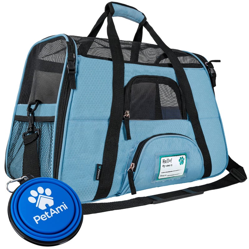 PetAmi Airline Approved Pet Carrier for Cat Soft Sided Dog Carrier for Small Dogs Cat Travel Supplies Accessories for Indoor Cats Ventilated Pet Carrying Bag Medium Large Kitten Puppy Large Blue