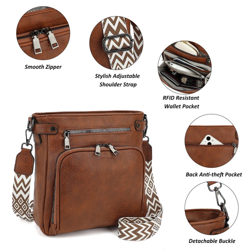 TANTOMI Crossbody Bags for Women Purses for Women Trendy Leather Shoulder Handbags Travel Purse with 6 Card Slots - Image 4
