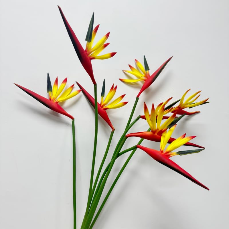 DODXIAOBEUL Medium Bird of Paradise 23 Inch,Artificial Flowers Outdoor UV Resistant No Fade Fake Plastic Plants, Artificial Flower Plants Small Flower Arrangement for Home Office 8 Pcs (Yellow) - Image 5