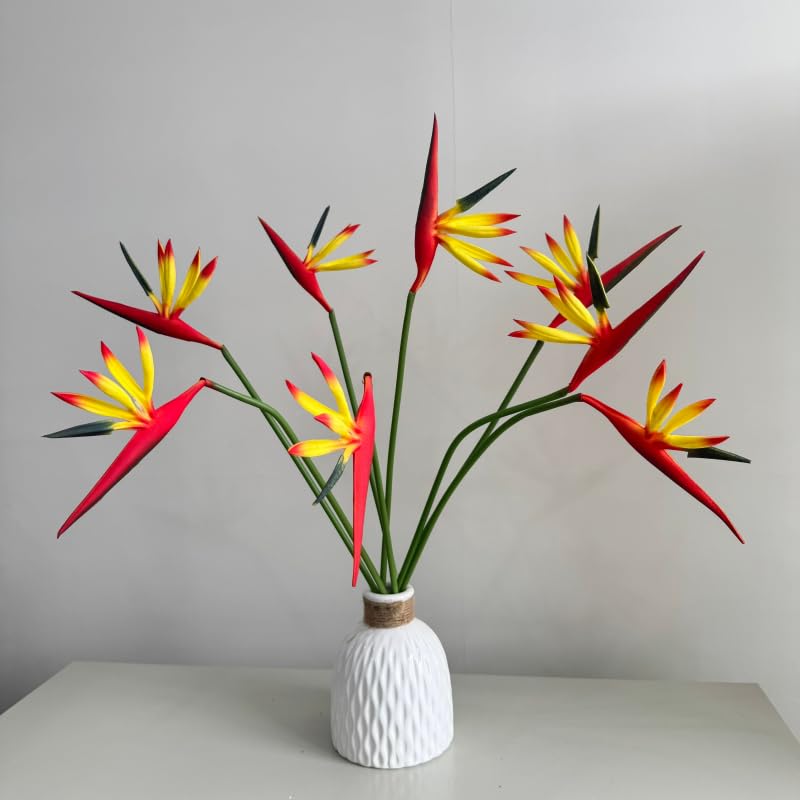 DODXIAOBEUL Medium Bird of Paradise 23 Inch,Artificial Flowers Outdoor UV Resistant No Fade Fake Plastic Plants, Artificial Flower Plants Small Flower Arrangement for Home Office 8 Pcs (Yellow) - Image 2