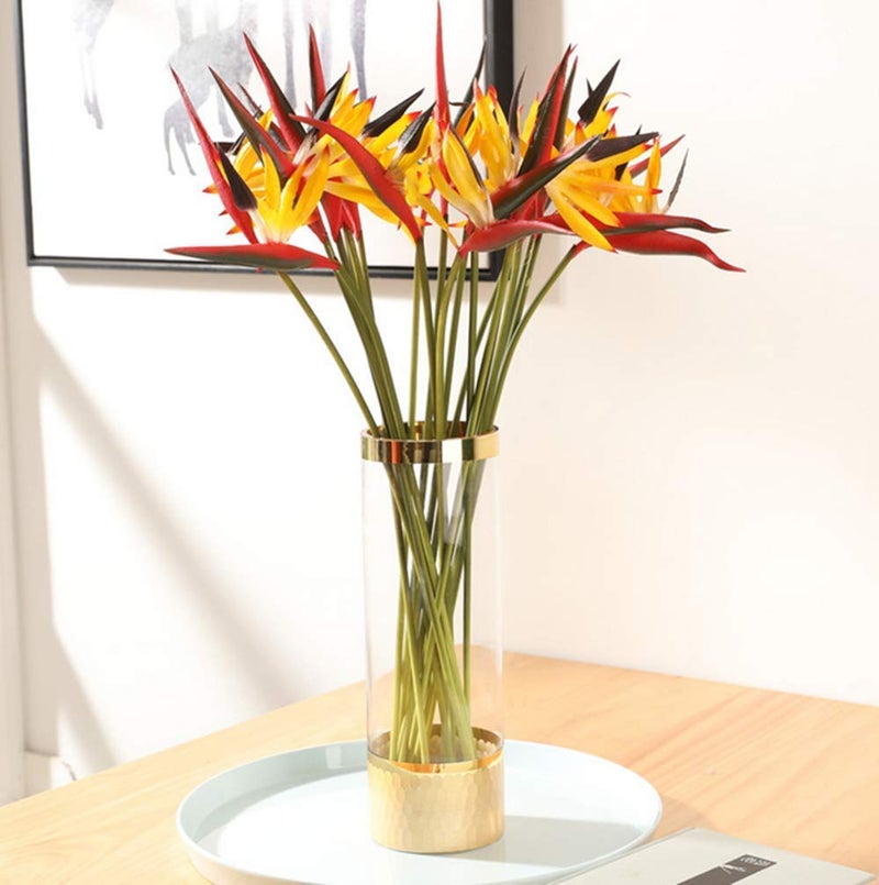 DODXIAOBEUL Medium Bird of Paradise 23 Inch,Artificial Flowers Outdoor UV Resistant No Fade Fake Plastic Plants, Artificial Flower Plants Small Flower Arrangement for Home Office 8 Pcs (Yellow) - Image 4