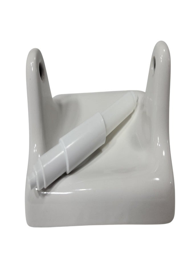 DALTILE Snow White Ceramic TP Toilet Paper Holder Wall Mount Thinset Installation Vintage Mid Century Modern Retro, BA1020T - Image 1