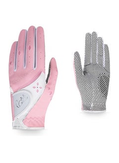 General Women's Golf Gloves, 1 Pair of All-Weather Golf Gloves with PU Fabric, Non-Slip Grips, Women's Left and Right Hand Breathable Golf Gloves, Pink  - Image 1