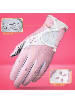General Women's Golf Gloves, 1 Pair of All-Weather Golf Gloves with PU Fabric, Non-Slip Grips, Women's Left and Right Hand Breathable Golf Gloves, Pink  - Image 2