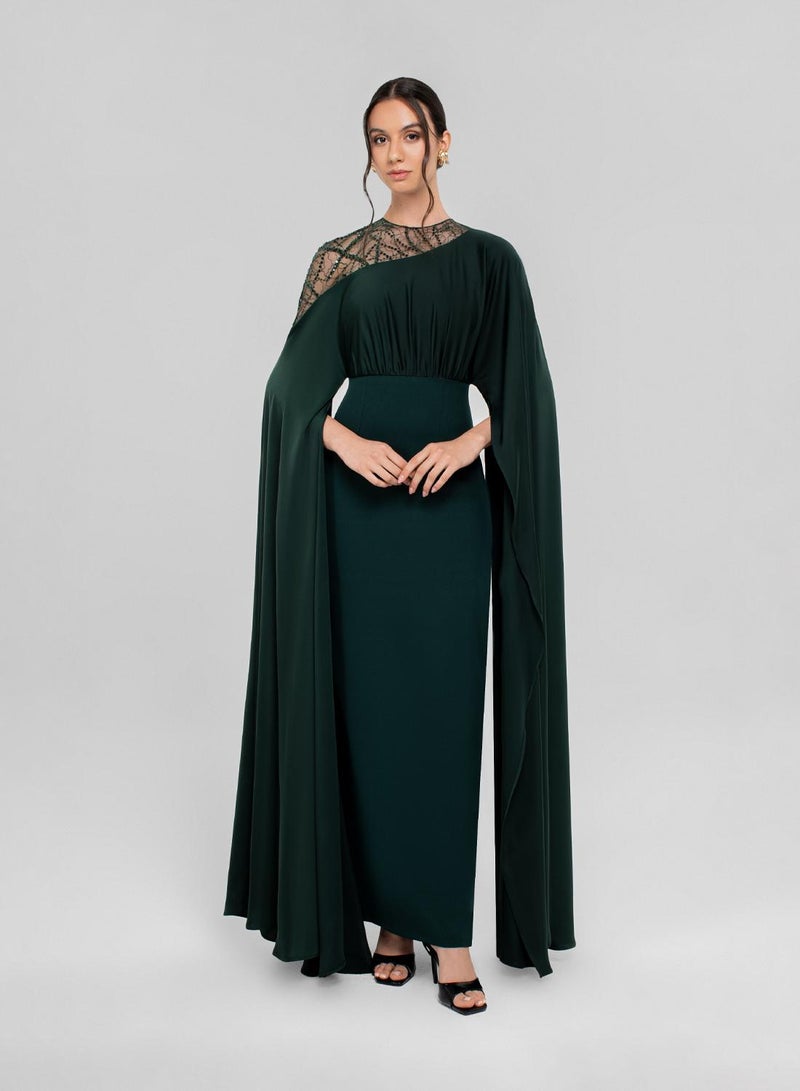 CHASE Drape Sleeve Mesh Detailed Maxi Dress - Image 1
