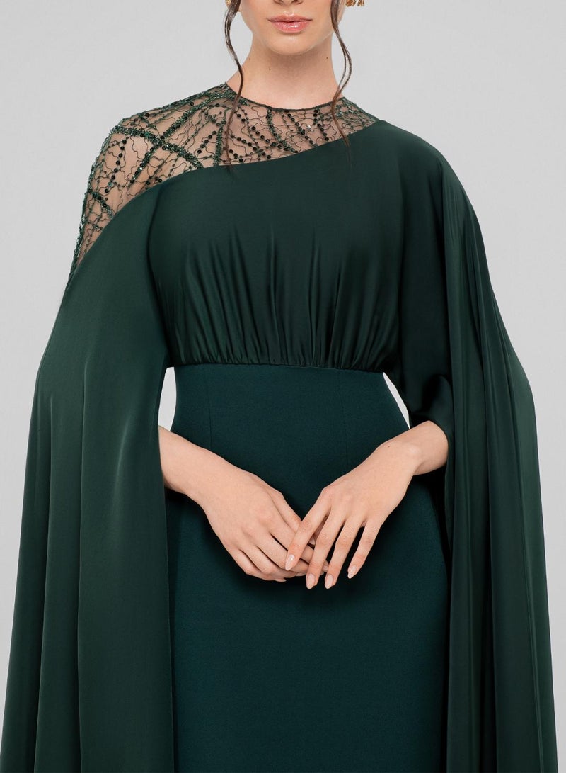 CHASE Drape Sleeve Mesh Detailed Maxi Dress - Image 3
