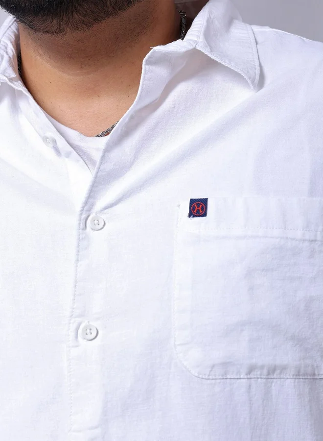 Take Two Plus Men White Regular Fit Casual Shirt By HardSoda