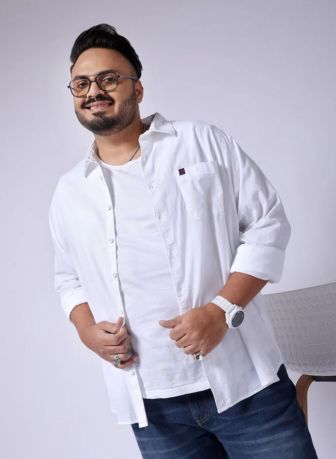 Take Two Plus Men White Regular Fit Casual Shirt By HardSoda