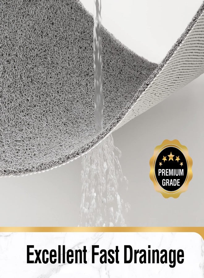 HITSLAM Shower Mat with Center Drain Hole, 24 x 16 Inch Non Slip Bath Mat for Textured Tub, Soft Loofah-Style Bathtub Mat Without Suction Cup, Quick Drying Stall Floor Mat, Bathroom Accessories, Grey - Image 4