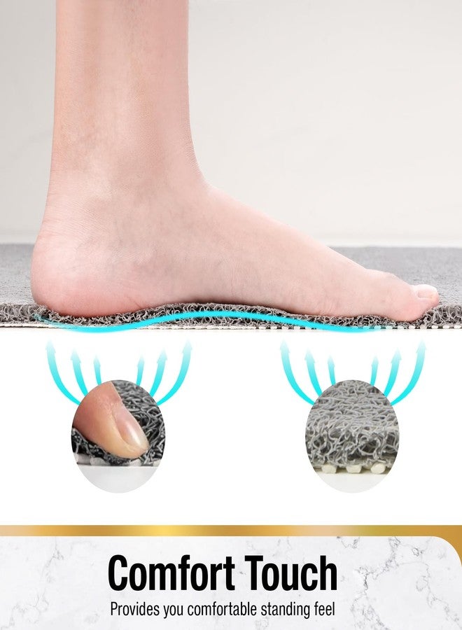 HITSLAM Shower Mat with Center Drain Hole, 24 x 16 Inch Non Slip Bath Mat for Textured Tub, Soft Loofah-Style Bathtub Mat Without Suction Cup, Quick Drying Stall Floor Mat, Bathroom Accessories, Grey - Image 5