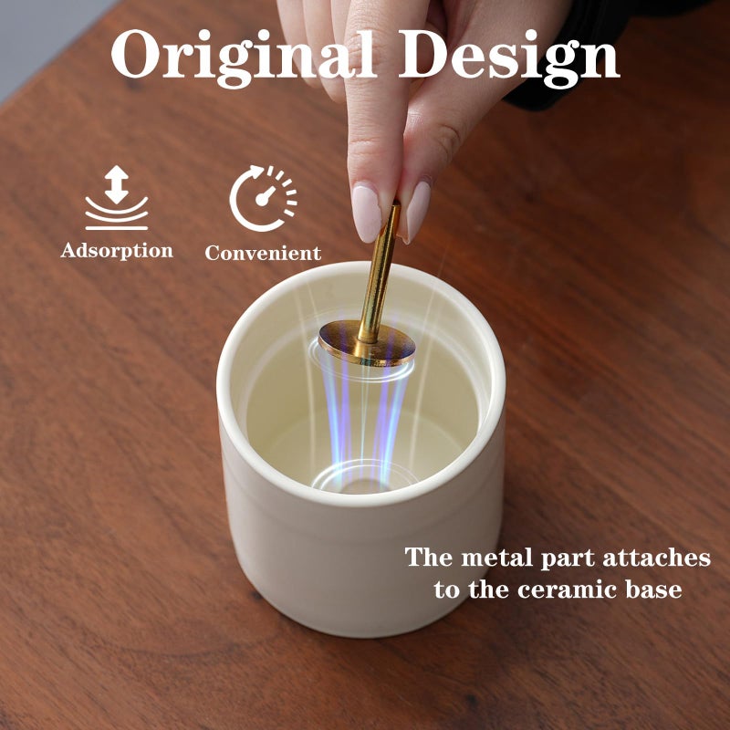 CEREMONY Incense Holder, Ceramic Incense Holder for Sticks with Glass Ash Catcher, Anti-ash Incense Burner with 20 Incense Sticks and a Ash Brush for Meditation Yoga Spa Room Decor - Image 3