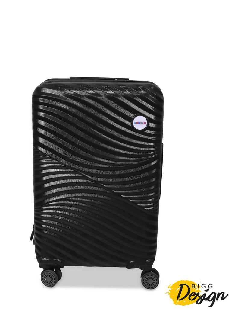 Biggdesign - BiggDesign Moods Up Suitcase, High Resistant and Durable ABS Material, 360° Rotating Silicone Wheels, Secure Journeys with Special Lock System, 45 kg Carrying Capacity, 28", Large Size, Black - Image 1