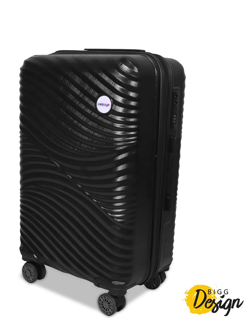 Biggdesign - BiggDesign Moods Up Suitcase, High Resistant and Durable ABS Material, 360° Rotating Silicone Wheels, Secure Journeys with Special Lock System, 45 kg Carrying Capacity, 28", Large Size, Black - Image 1