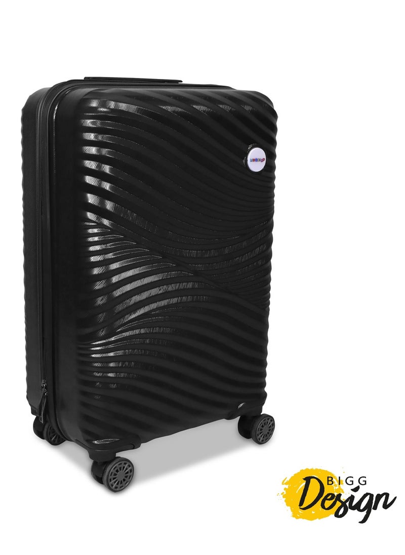 Biggdesign - BiggDesign Moods Up Suitcase, High Resistant and Durable ABS Material, 360° Rotating Silicone Wheels, Secure Journeys with Special Lock System, 45 kg Carrying Capacity, 28", Large Size, Black - Image 1