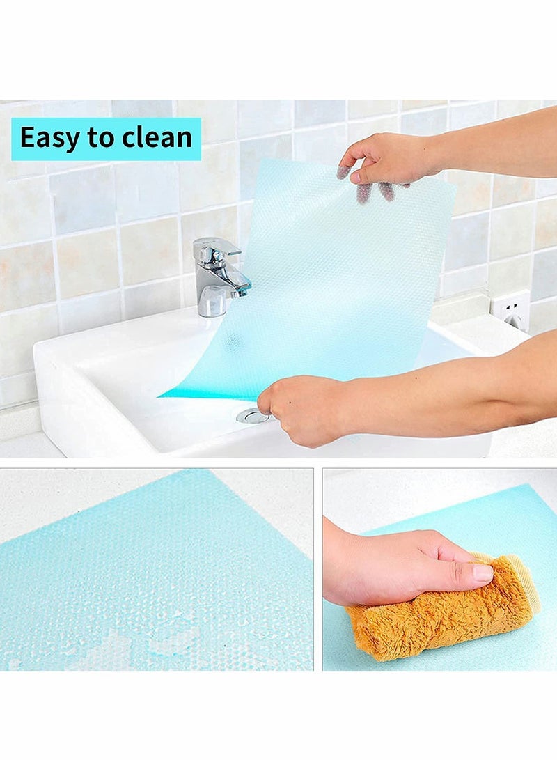 KASTWAVE Refrigerator Mats,  12Pcs Refrigerator Mats, Waterproof Non-Slip EVA Refrigerator Liner Pads, Drawers Shelves Cabinets Storage Kitchen and Placemats(12 Blue)  - Image 4