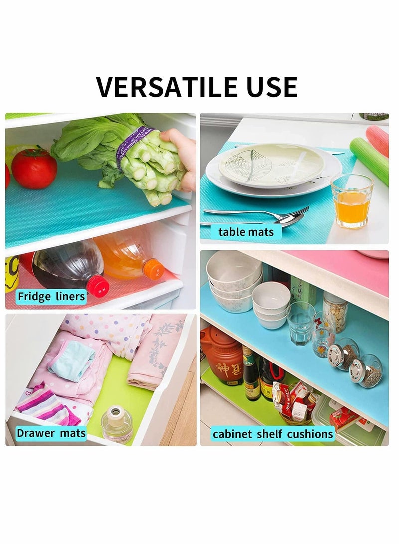 KASTWAVE Refrigerator Mats,  12Pcs Refrigerator Mats, Waterproof Non-Slip EVA Refrigerator Liner Pads, Drawers Shelves Cabinets Storage Kitchen and Placemats(12 Blue)  - Image 2