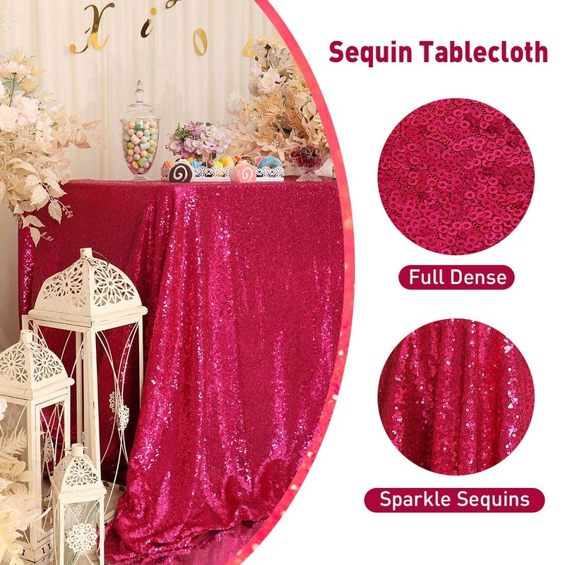 Poise3EHome Hot Pink Sequin Tablecloth 60?120 Inch Rectangle Sparkly Fabric Table Cloth for Baby Shower Birthday Party Wedding Christmas Holiday Decoration - Image 2