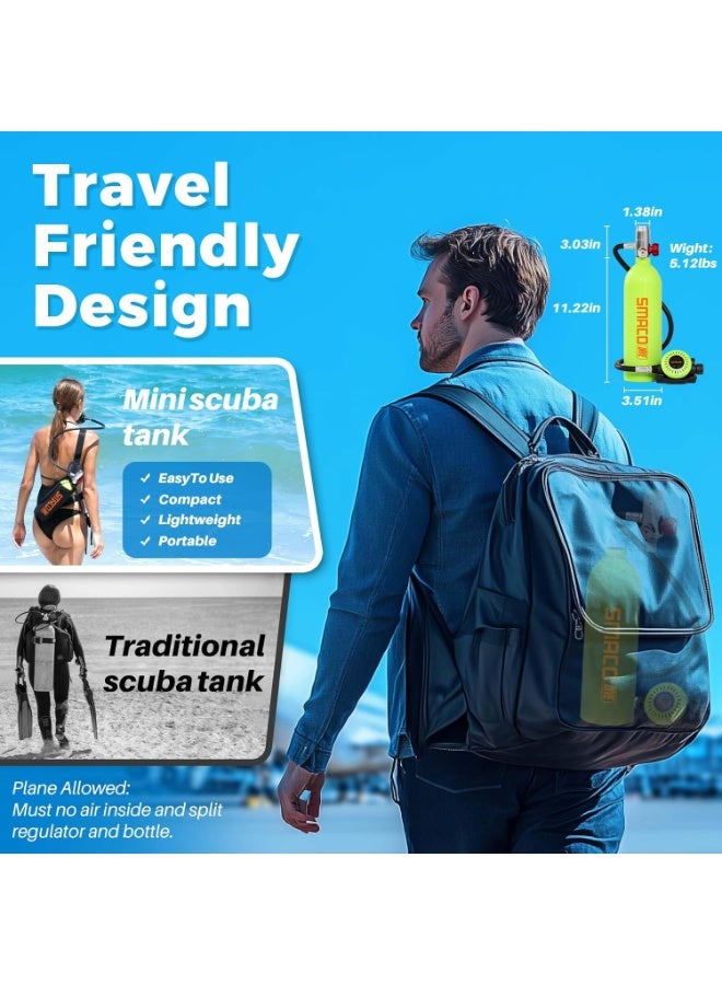 سماكو SMACO Mini Scuba Tank 1L Portable Diving Tank for Snorkeling, Emergency Rescue DOT Certified Lung Air Tank for Air Supply Compact & Lightweight Pony Bottle S400 - Image 5