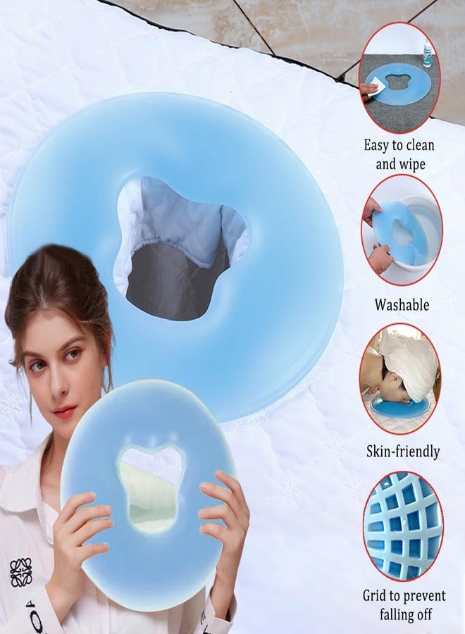 OULIGET Silicone Face Massage Pillow,SPA Beauty Face Relax Headrest,Salon Skin Care Soft Overlay Travel Head Support,Bule - Image 2